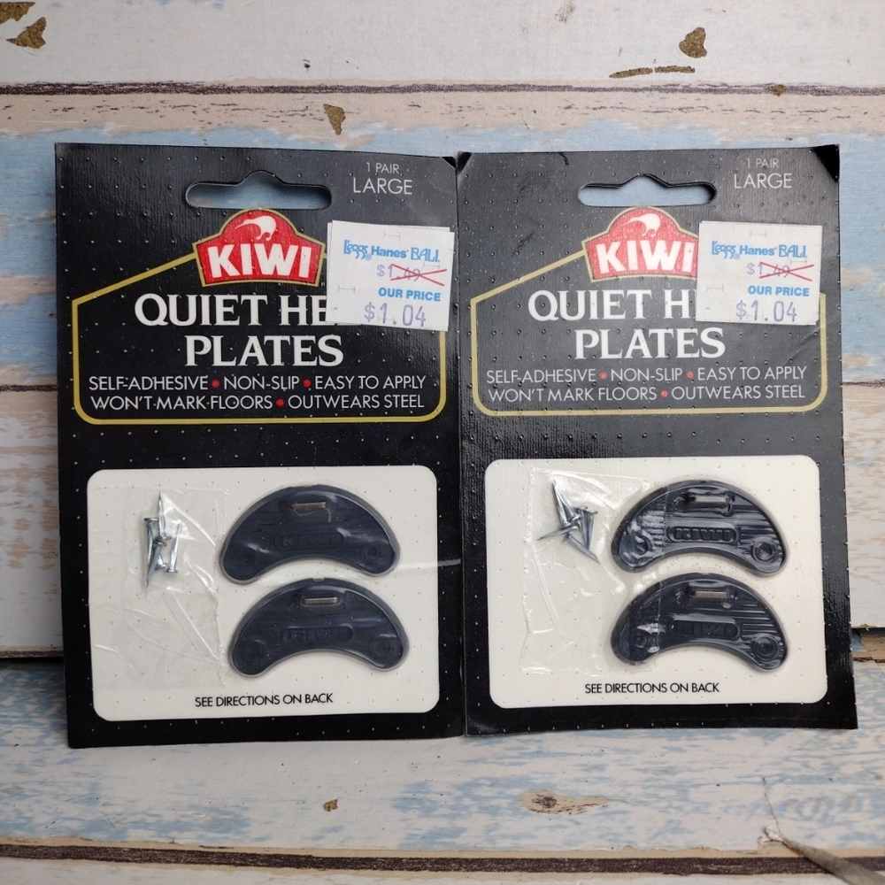 2 Pairs Kiwi Quiet Heel Plates Self Adhesive Non Slip Large Lot Of 2 Vintage